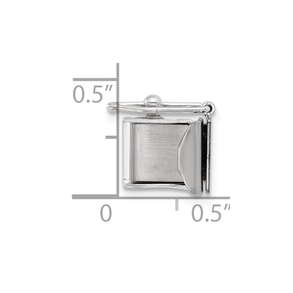 Sterling Silver 9.6 x 7.7mm Fold Over Tongue Box Clasp