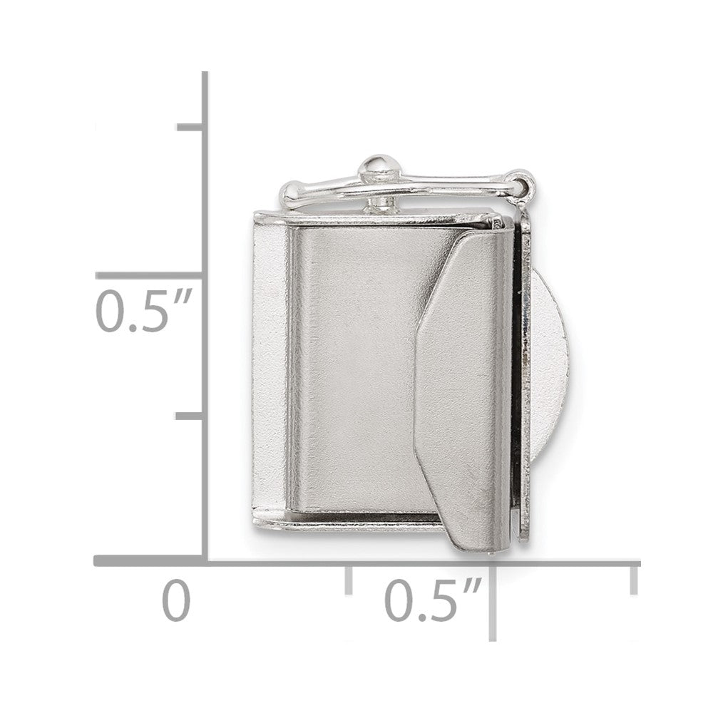 Sterling Silver 14.3 x 14.4mm Fold Over Tongue Box Clasp