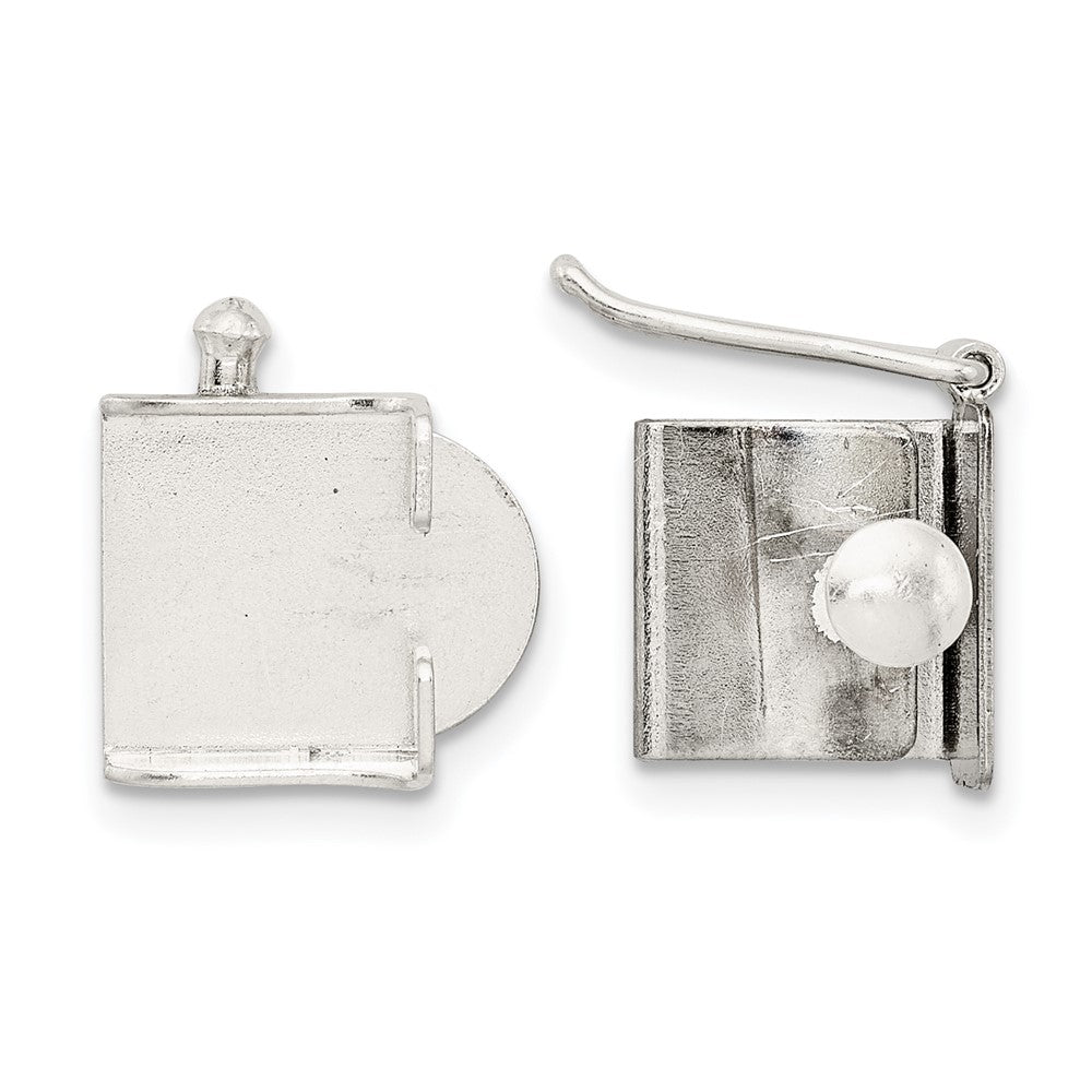 Sterling Silver 11.3 x 10mm Push Button Box Clasp