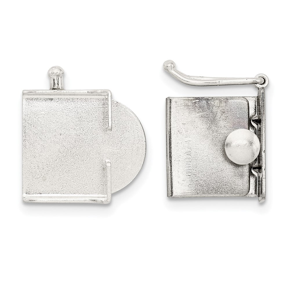 Sterling Silver 13 x 11.6mm Push Button Box Clasp