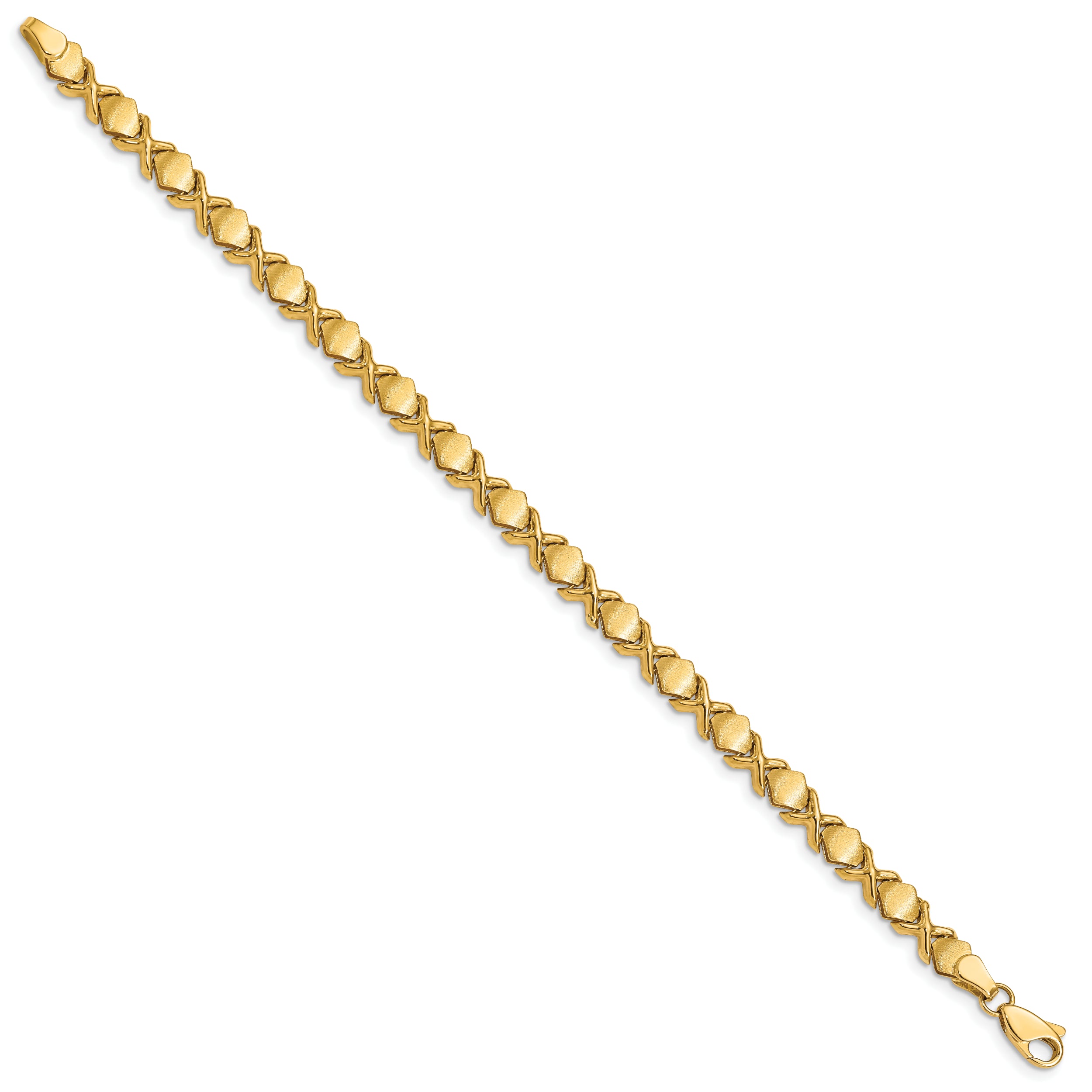14K Polished And Brushed Fancy X 7 Inch Bracelet