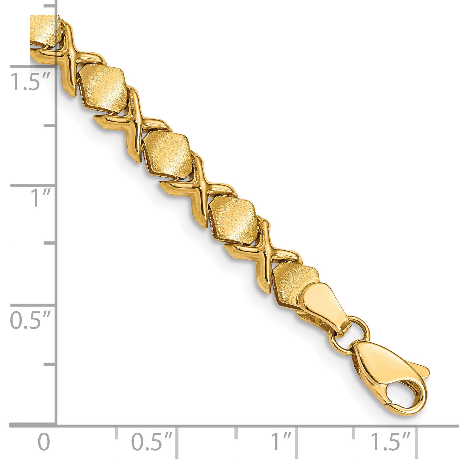 14K Polished And Brushed Fancy X 7 Inch Bracelet