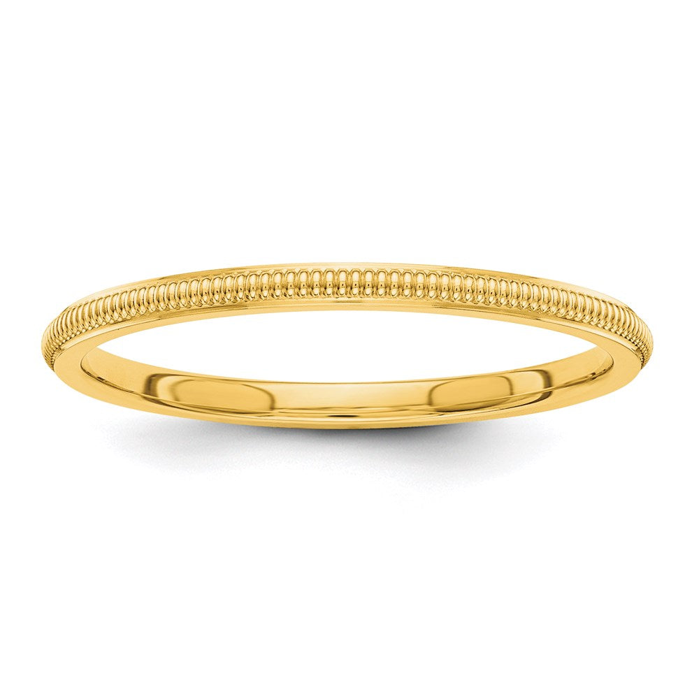 14k Yellow Gold 1.5mm Milgrain Stackable Band Size 4