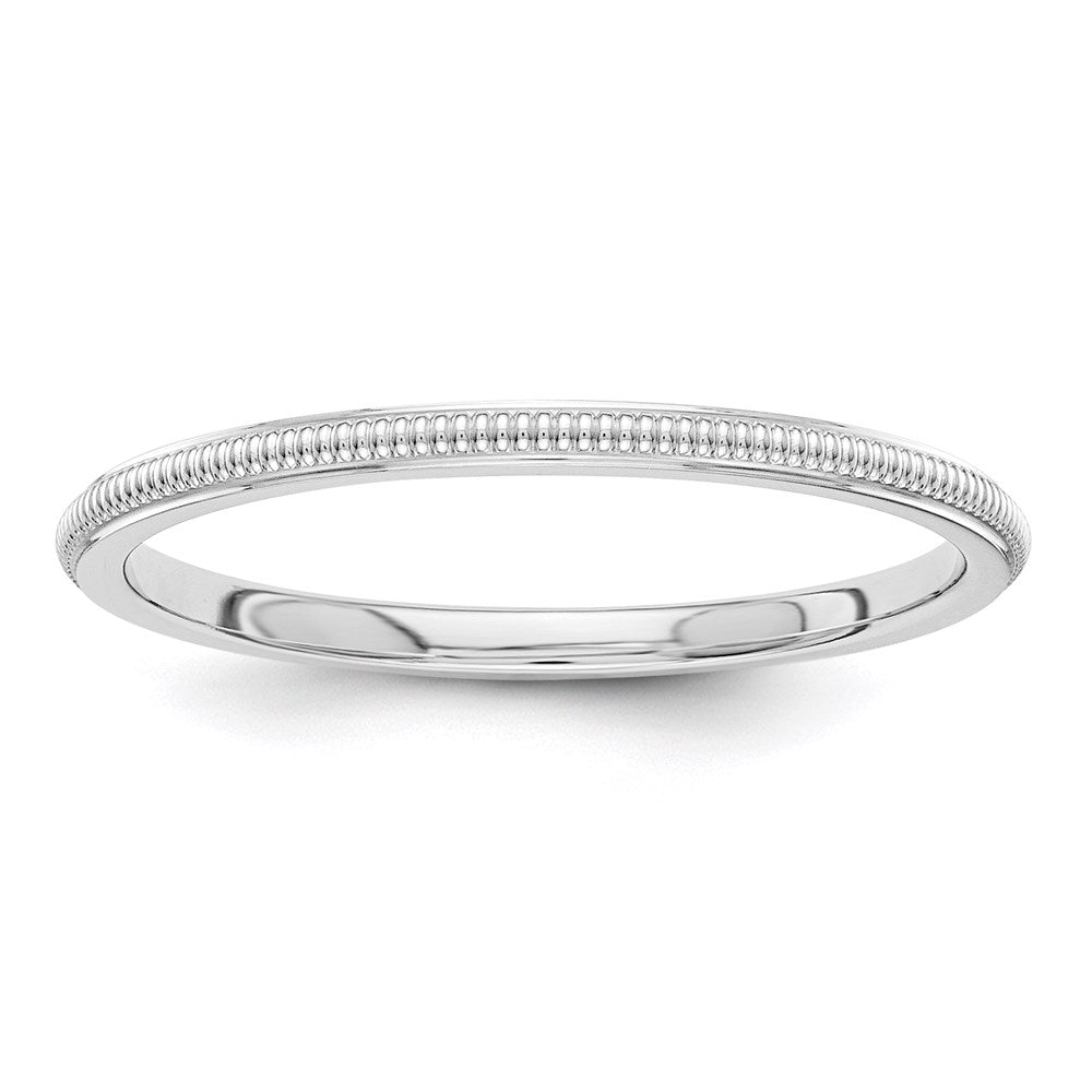 14k White Gold 1.5mm Milgrain Stackable Band Size 4.5