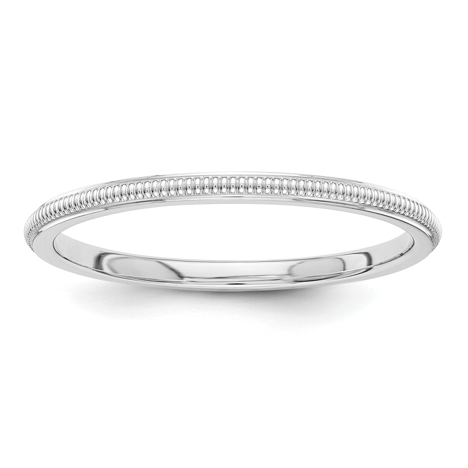 14k White Gold 1.5mm Milgrain Stackable Band Size 6