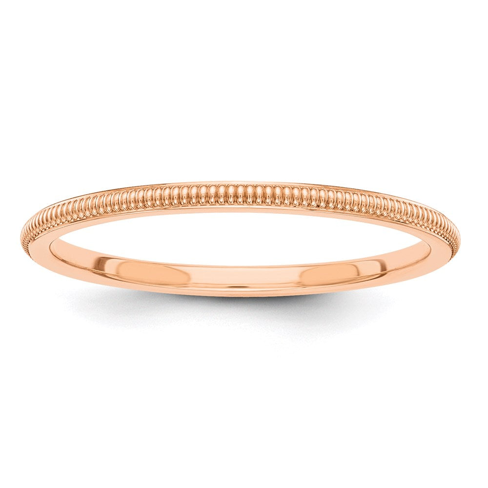 14k Rose Gold 1.5mm Milgrain Stackable Band Size 4.5
