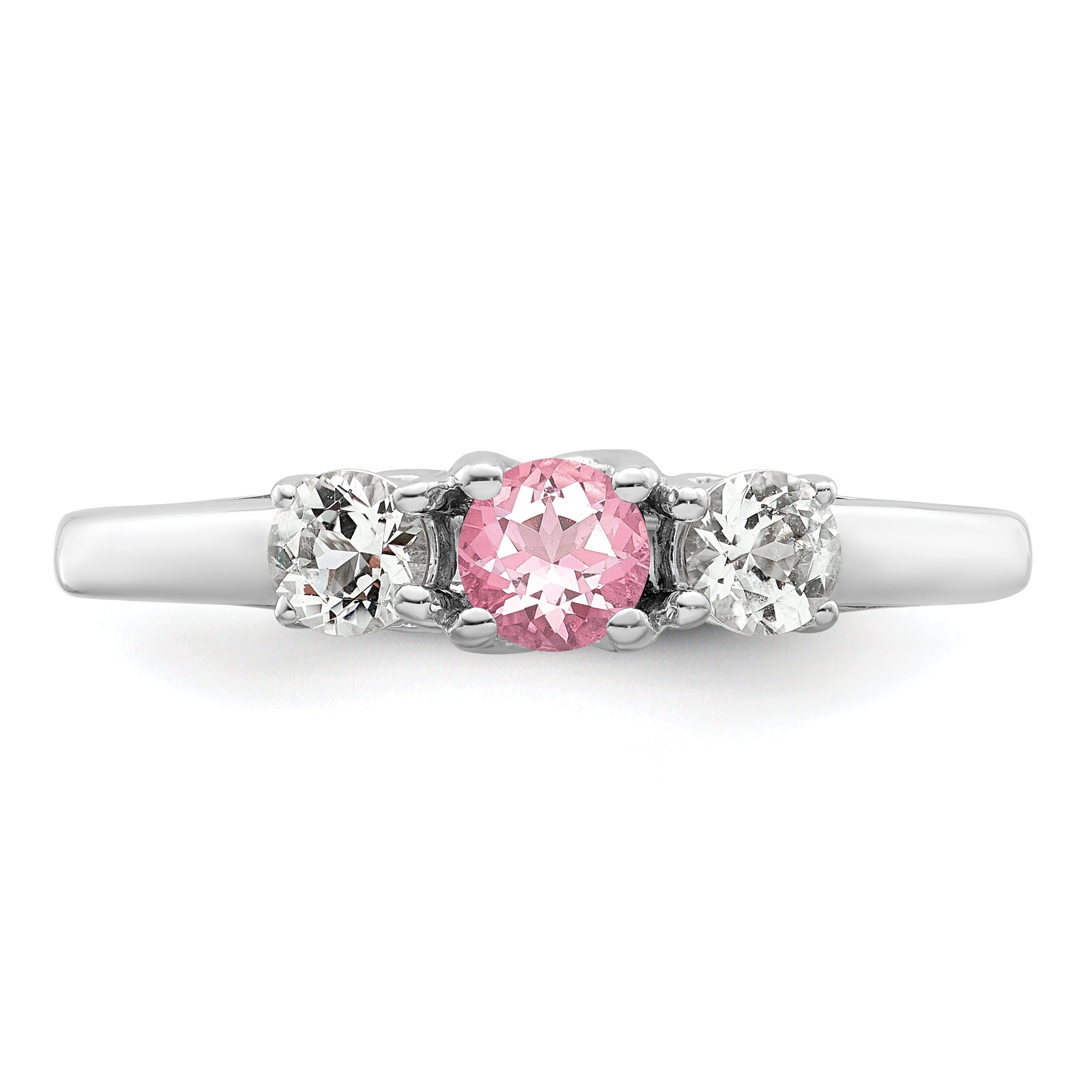 Survivor Collection Sterling Silver Rhodium-plated Clear and Pink Topaz Pamela Ring