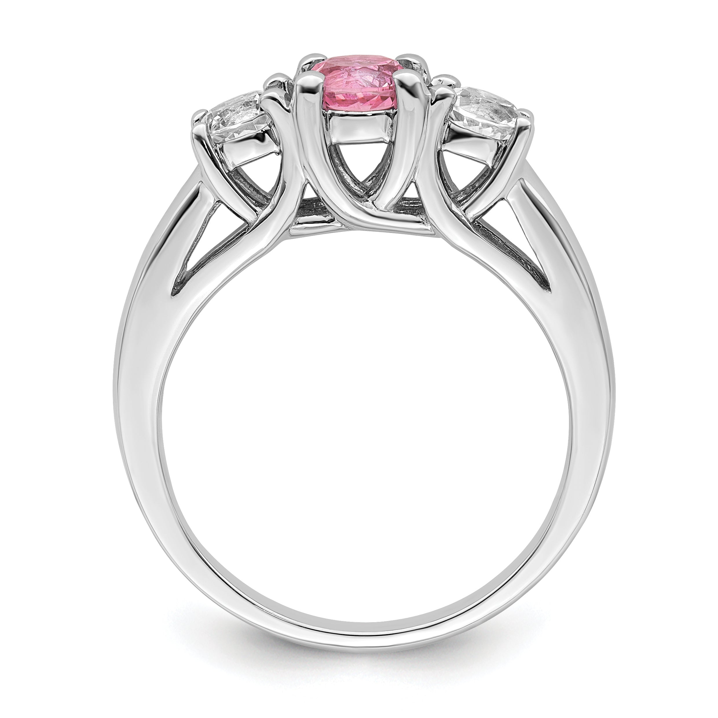 Survivor Collection Sterling Silver Rhodium-plated Clear and Pink Topaz Pamela Ring