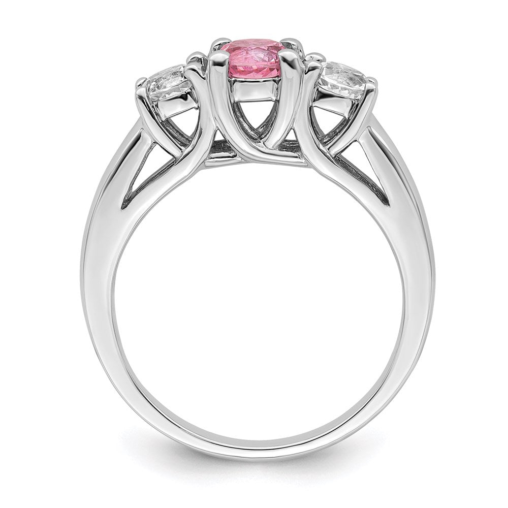 Survivor Collection Sterling Silver Rhodium-plated Clear and Pink Swarovski Topaz Pamela Ring