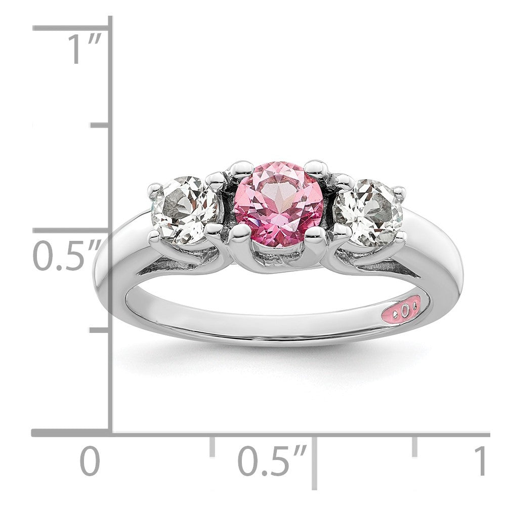 Survivor Collection Sterling Silver Rhodium-plated Clear and Pink Swarovski Topaz Pamela Ring