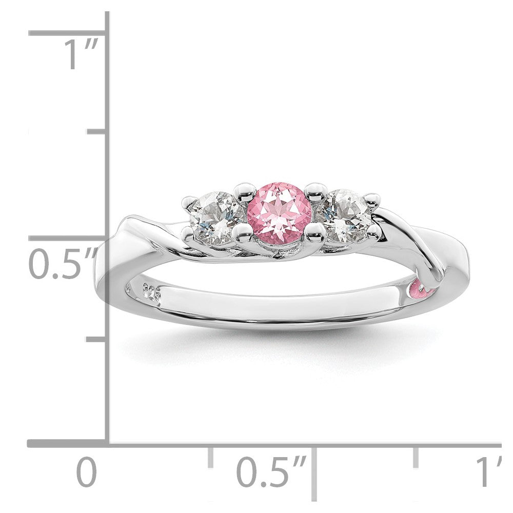 Survivor Collection Sterling Silver Rhodium-plated White and Pink Swarovski Topaz Joanna Ring
