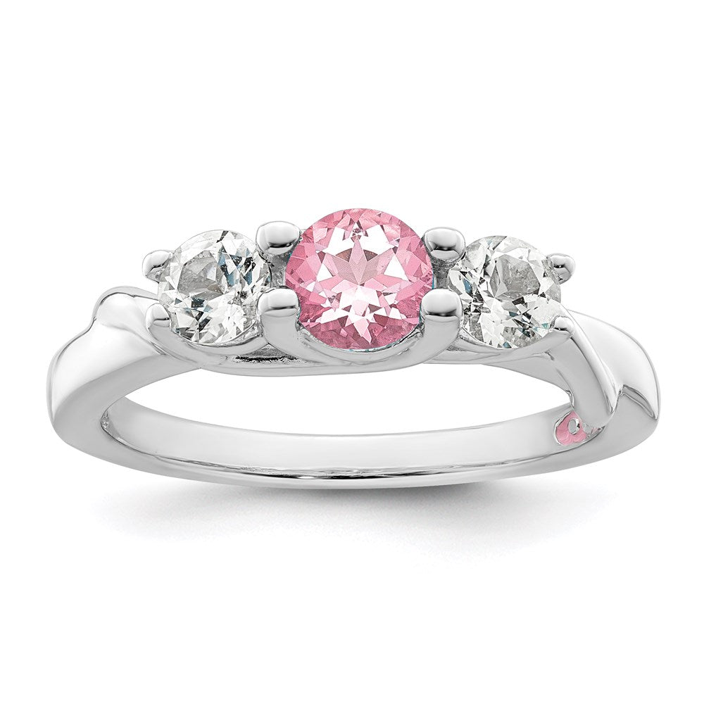 Survivor Collection Sterling Silver Rhodium-plated White and Pink Swarovski Topaz Joanna Ring