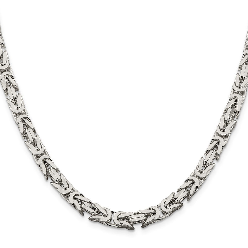 14KT Solid White Gold 3.5 MM Square Byzantine Link Chain