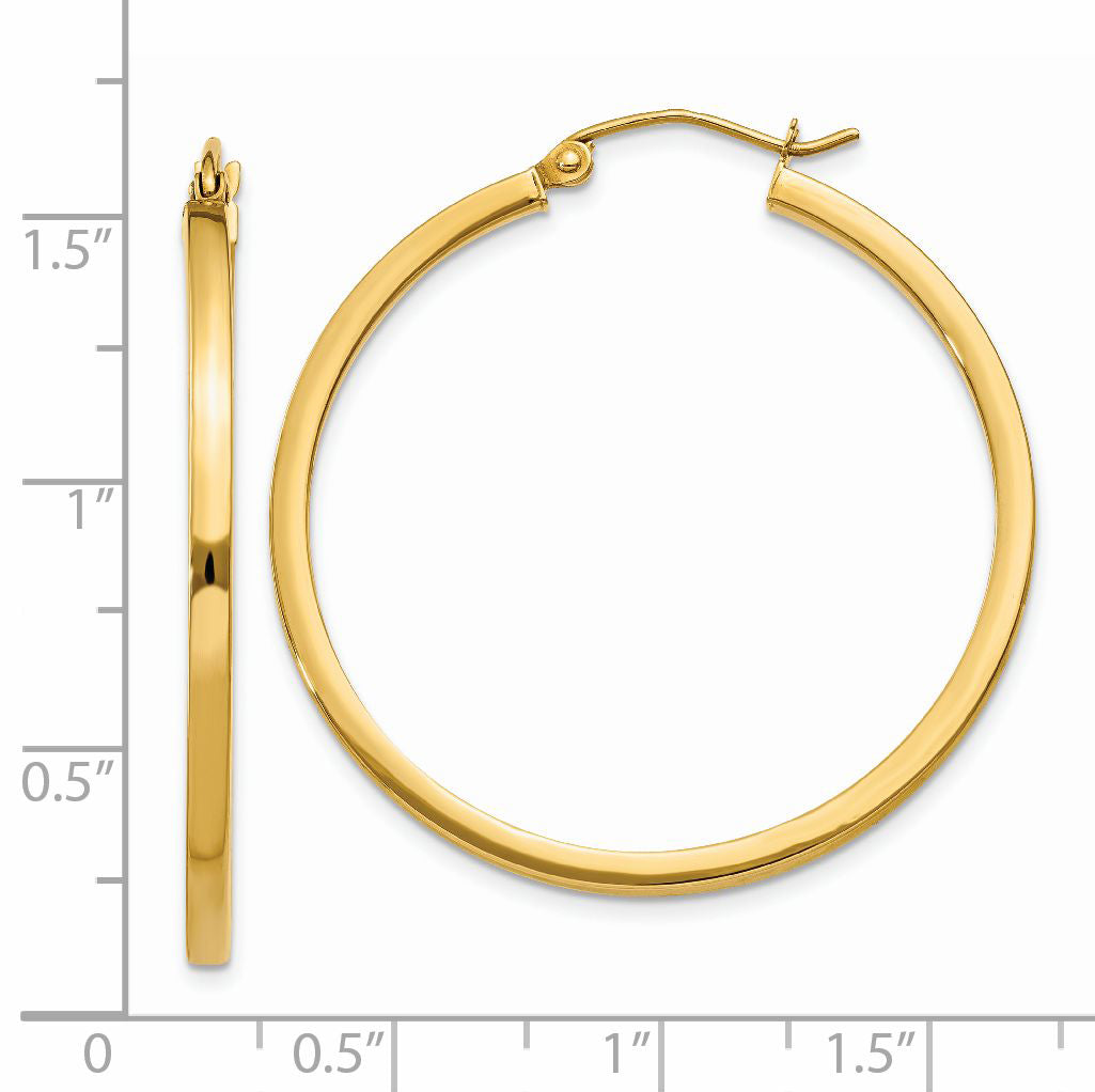 14k 2mm Square Tube Hoop Earrings