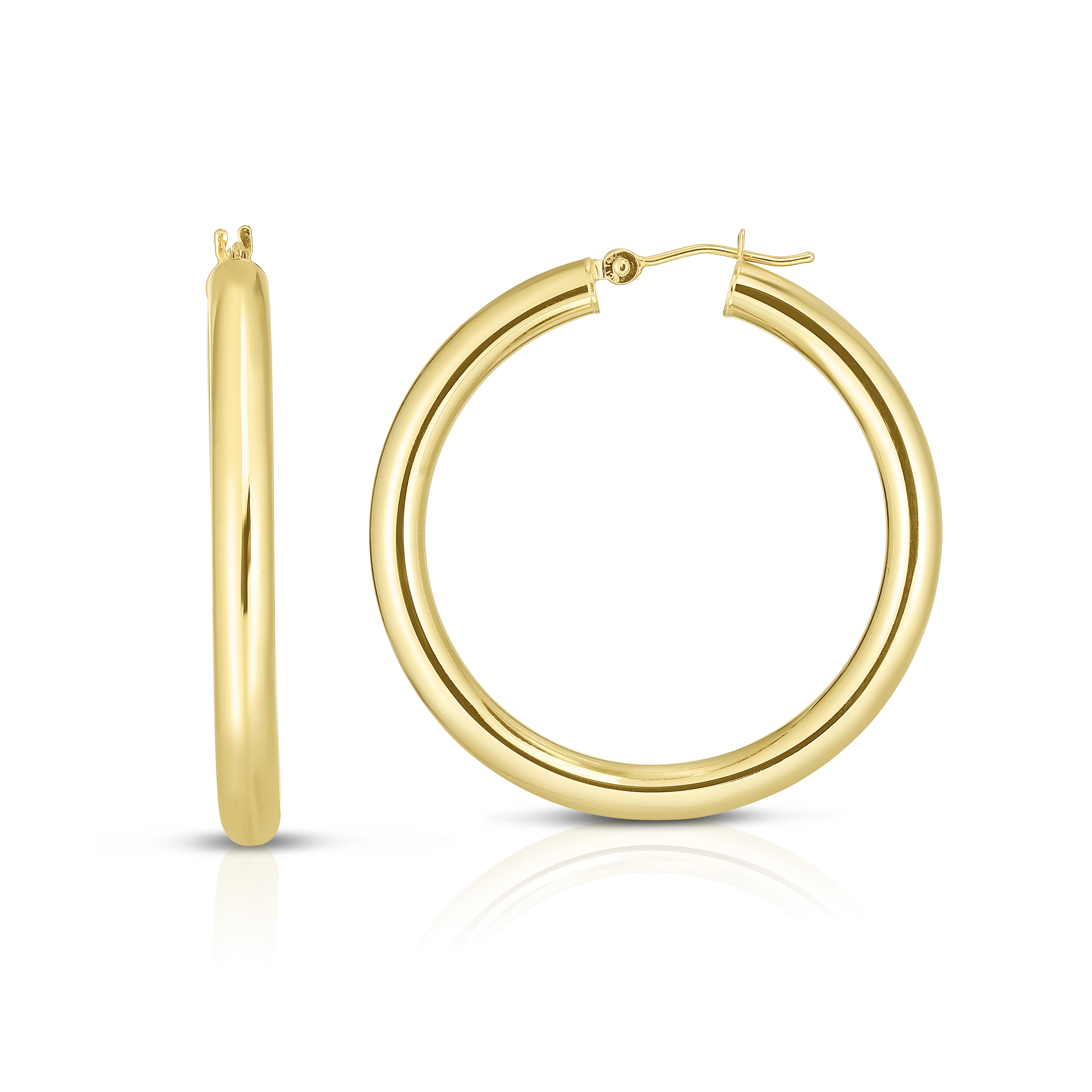 14K Yellow Gold 4X40Mm Hoop Earring