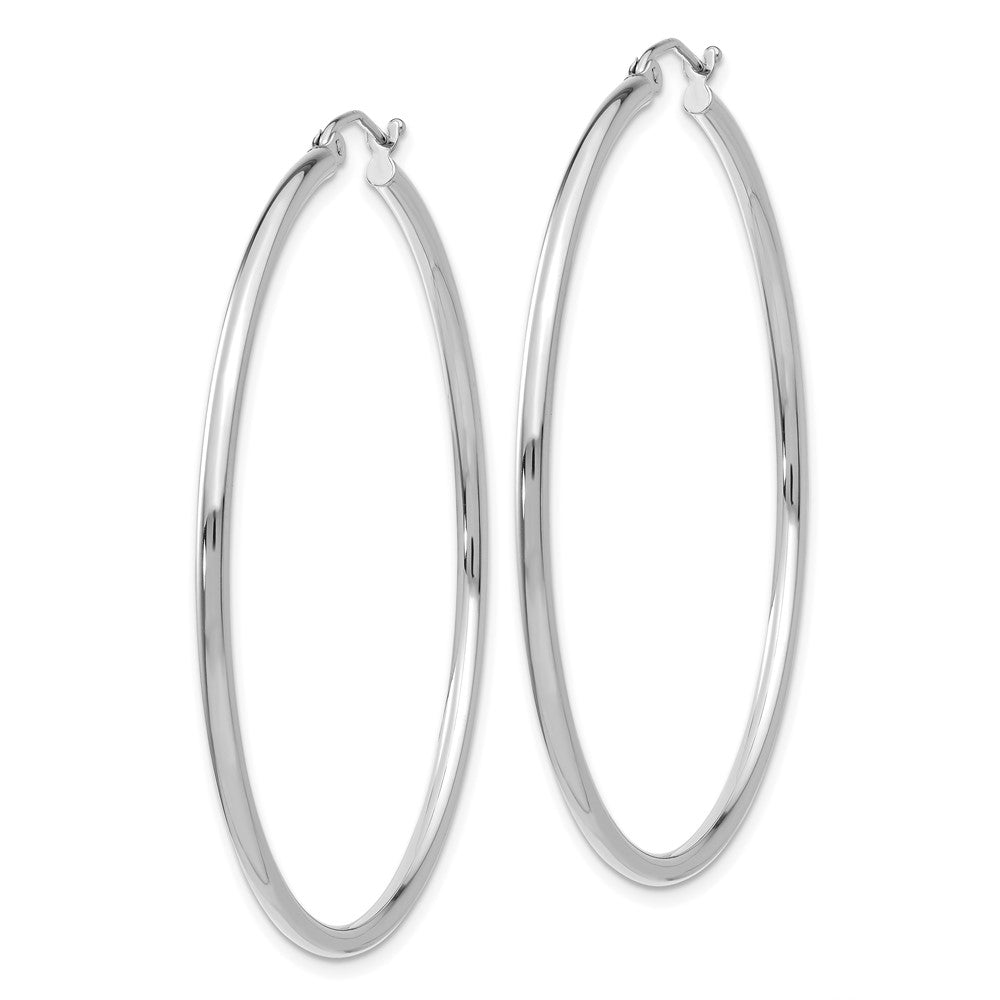 14k White Gold Polished 2x50mm Tube Hoop Earrings