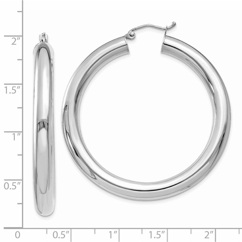 14k White Gold Polished 5mm Lightweight Hoop Earrings