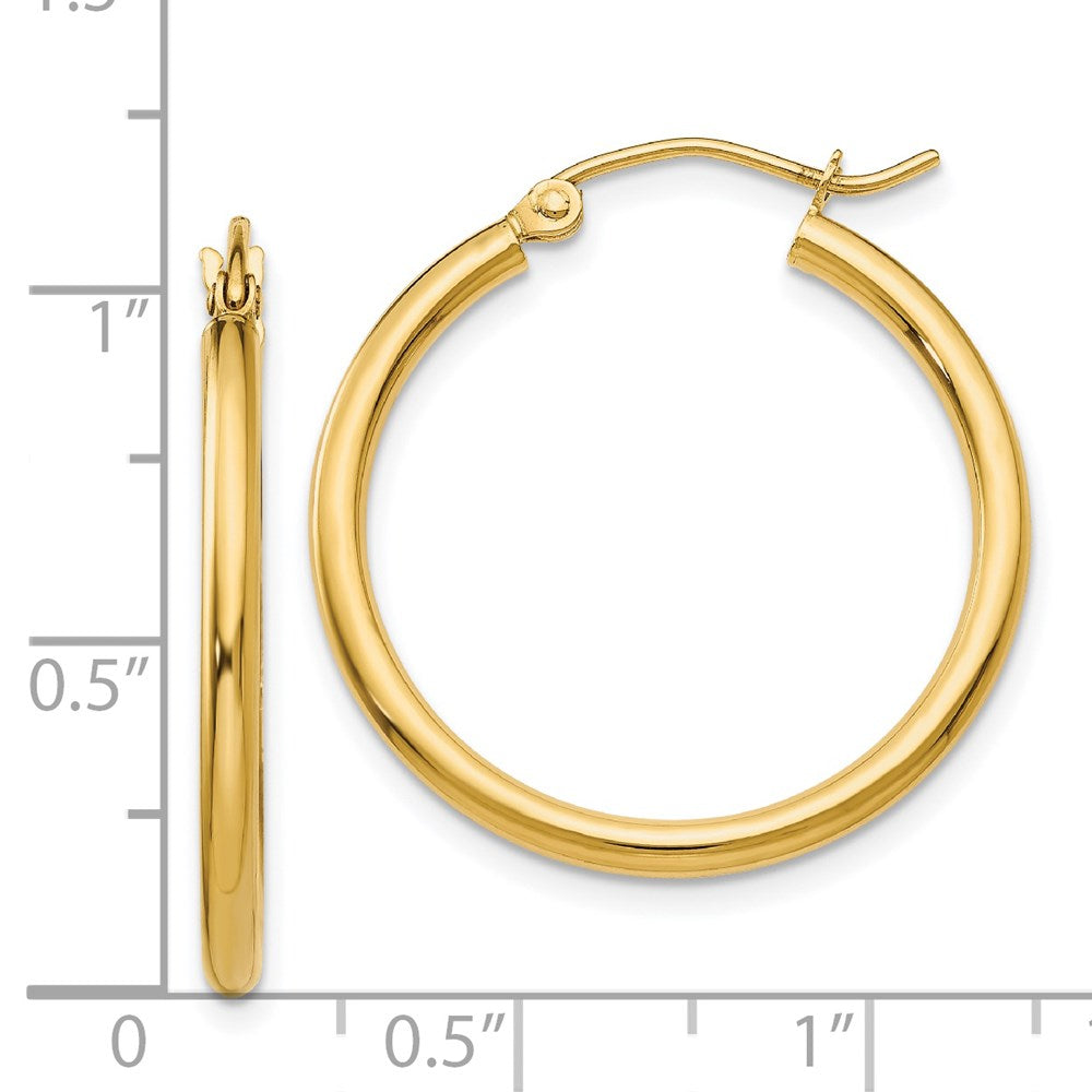 14k Polished 2x25mm Lightweight Tube Hoop Earrings