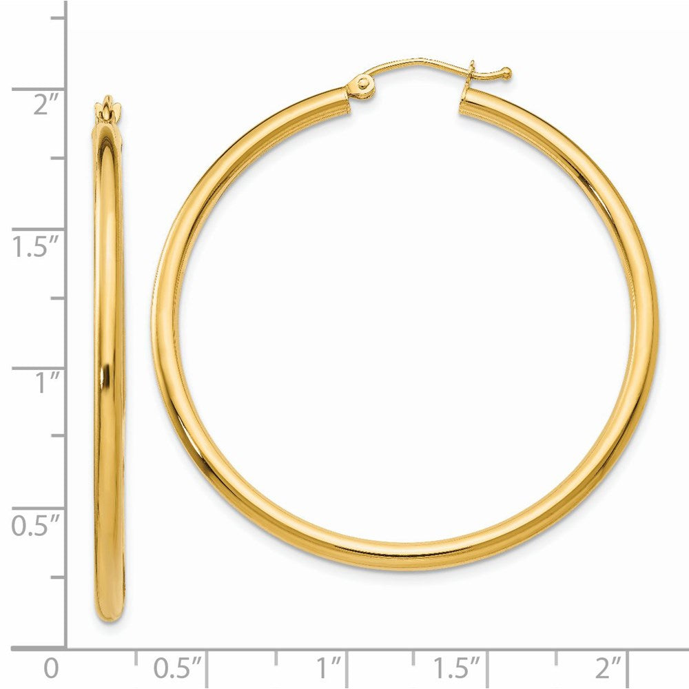 14K Polished 2.5mm Tube Hoop Earrings