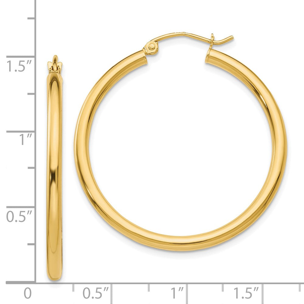 14K Polished 2.5mm Tube Hoop Earrings