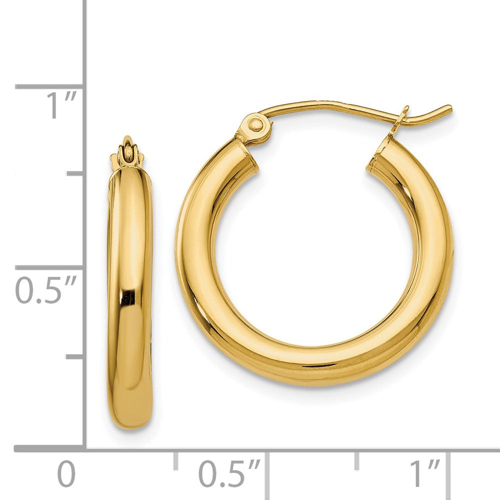 14k Polished 3mm Tube Hoop Earrings
