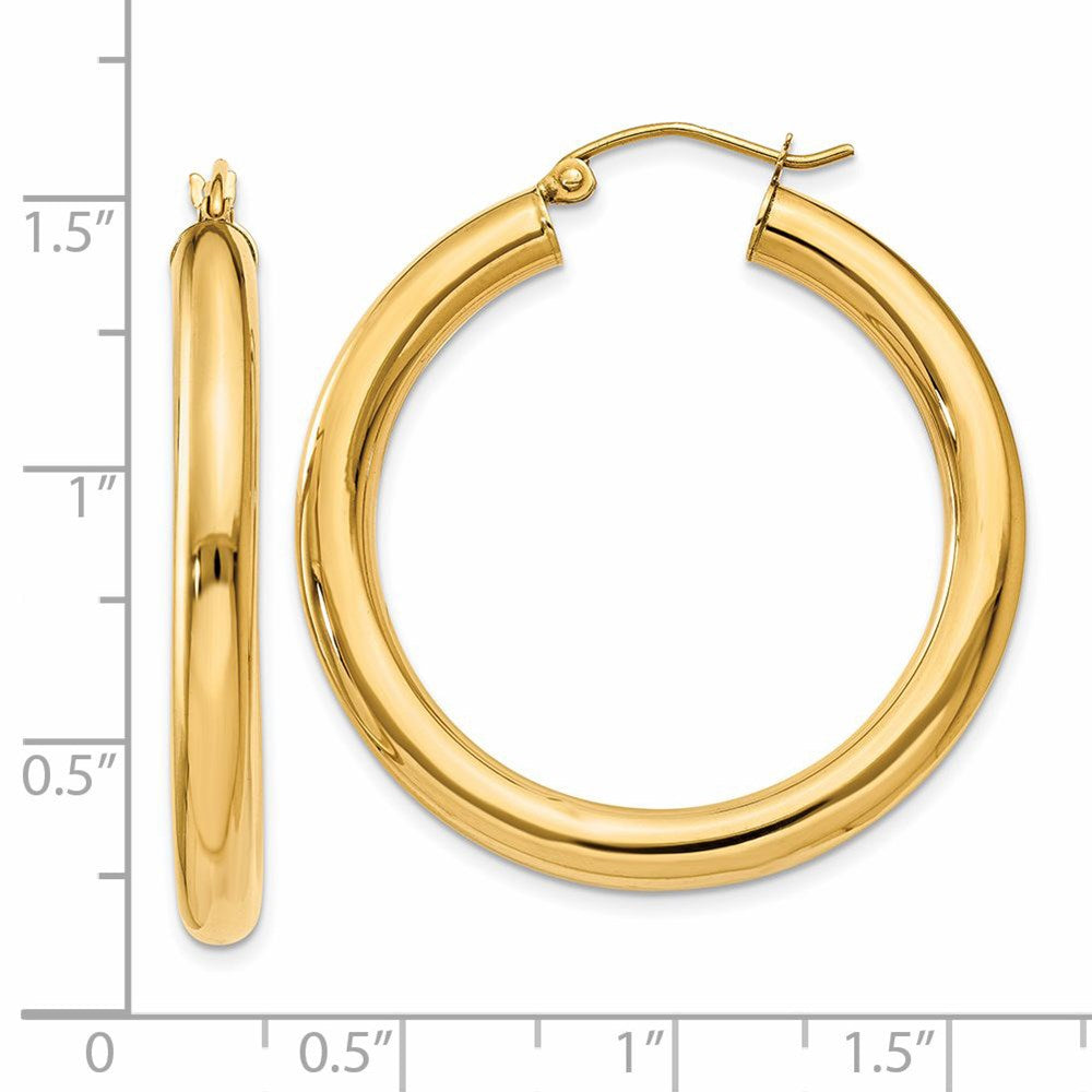 14k Polished 4mm Lightweight Tube Hoop Earrings