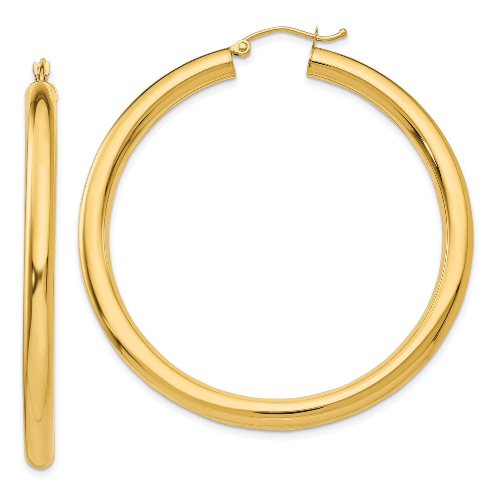 14K Polished 4mm Lightweight Tube Hoop Earrings