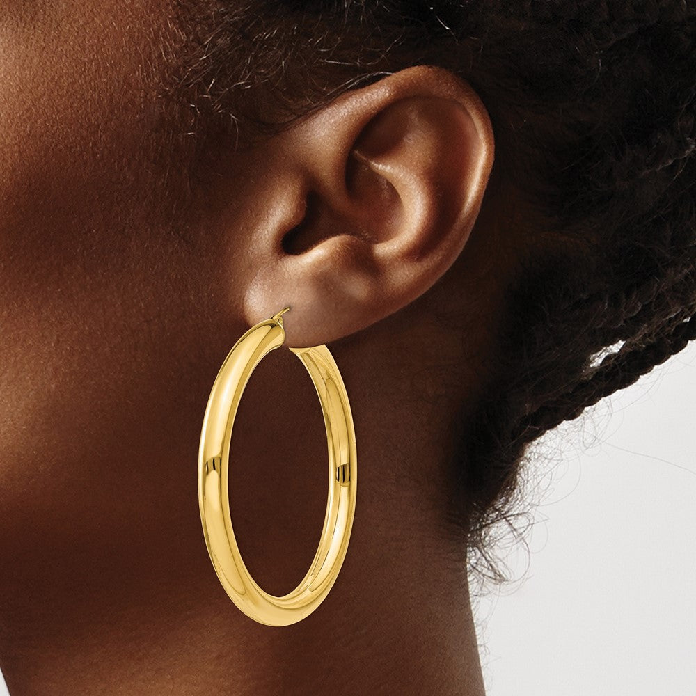 14k Yellow Polished 5mm Lightweight Hoop Earrings