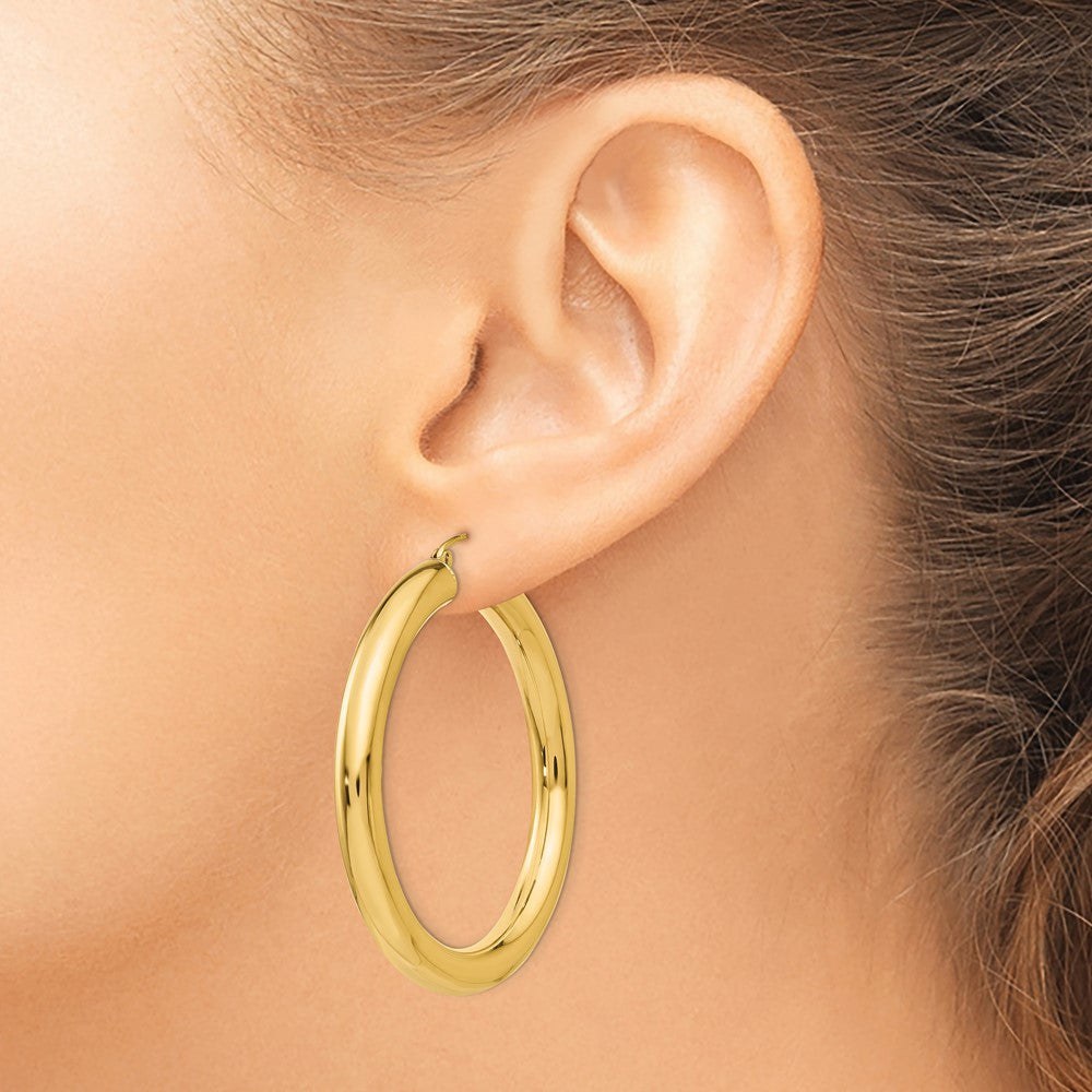 14k Polished 5mm Tube Hoop Earrings