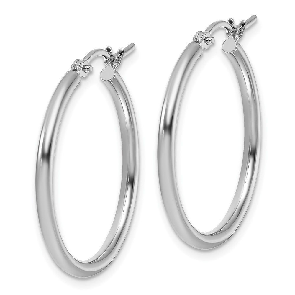 10K White Gold Polished Hinged Hoop Earrings
