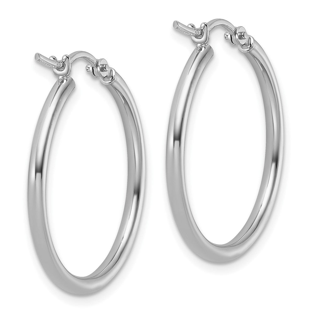 10K White Gold Polished Hinged Hoop Earrings