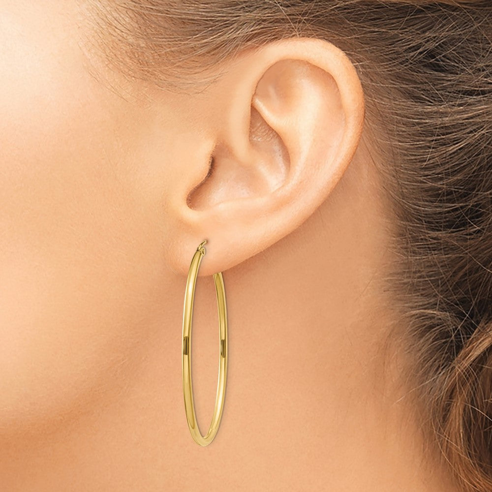 14k Oval Polished Hoop Earring