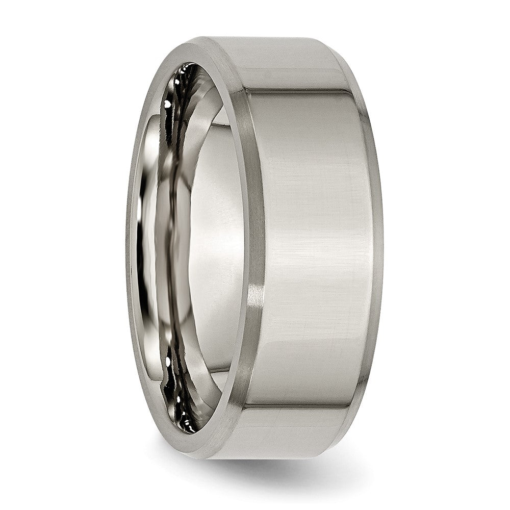 Chisel Titanium Brushed and Polished 8mm Beveled Edge Band