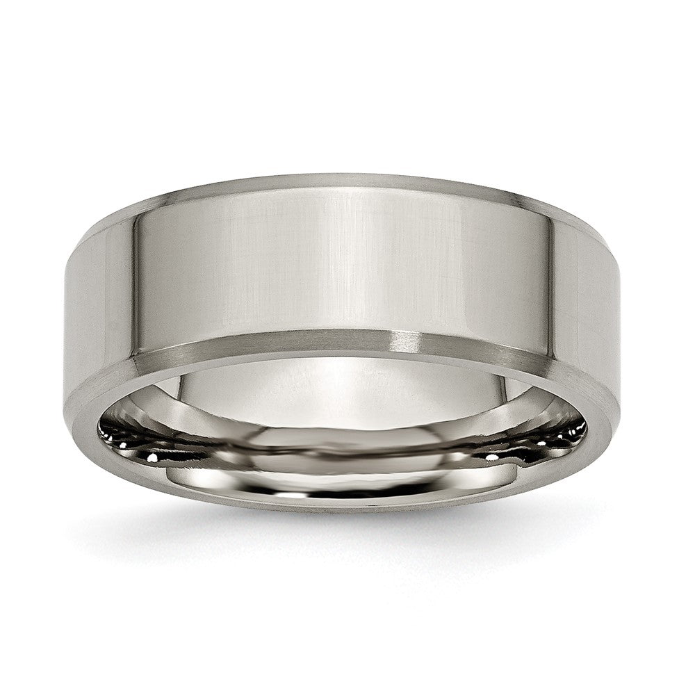 Chisel Titanium Brushed and Polished 8mm Beveled Edge Band