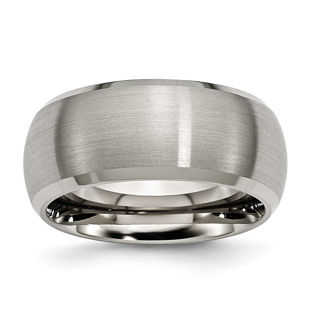 Chisel Titanium Satin and Polished 10mm Beveled Edge Band