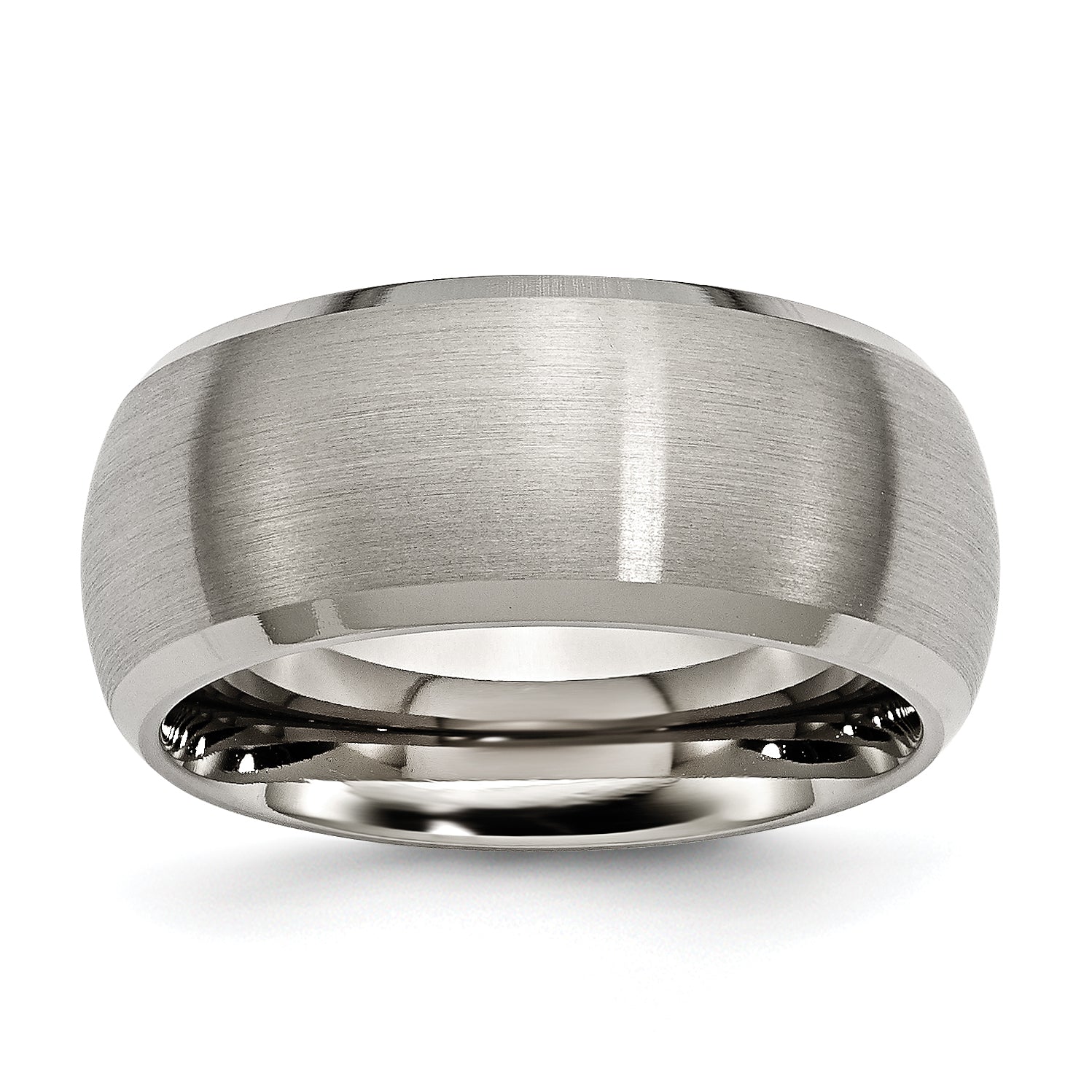Chisel Titanium Satin and Polished 10mm Beveled Edge Band