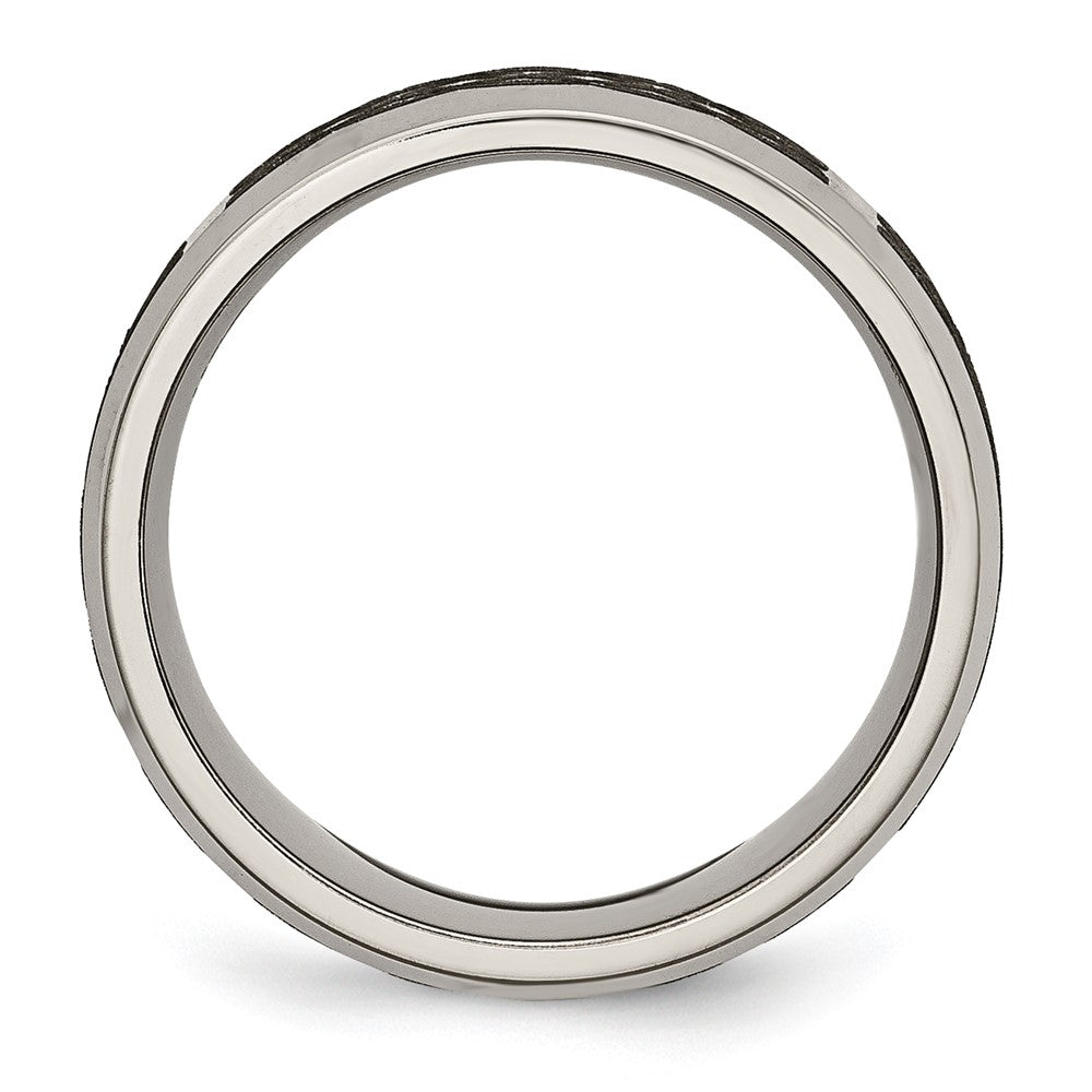 Chisel Titanium Brushed and Polished Celtic Laser Design 8mm Beveled Edge Band