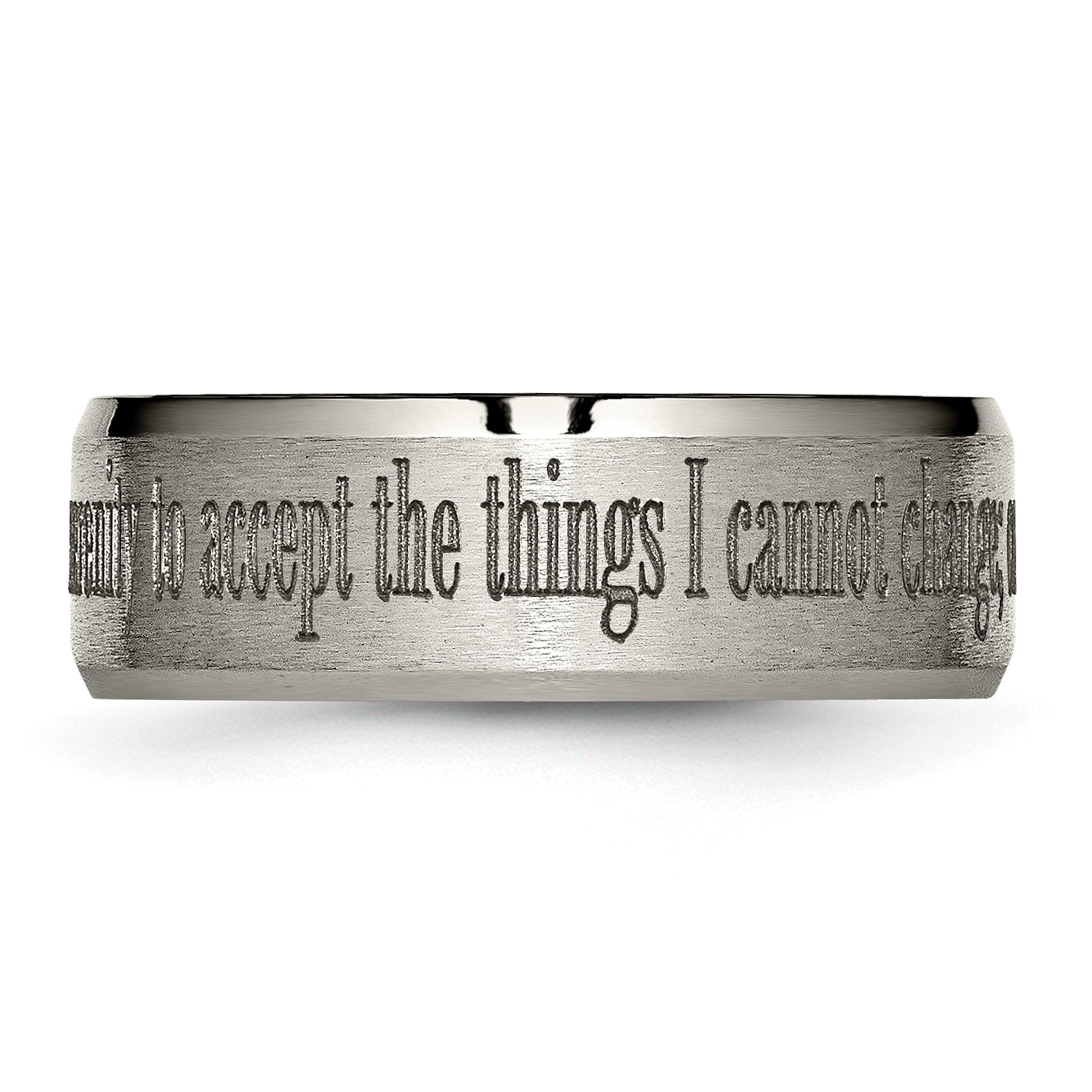 Chisel Titanium Brushed and Polished Serenity Laser Design 8mm Beveled Band