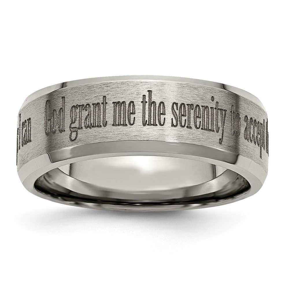 Chisel Titanium Brushed and Polished Serenity Laser Design 8mm Beveled Band