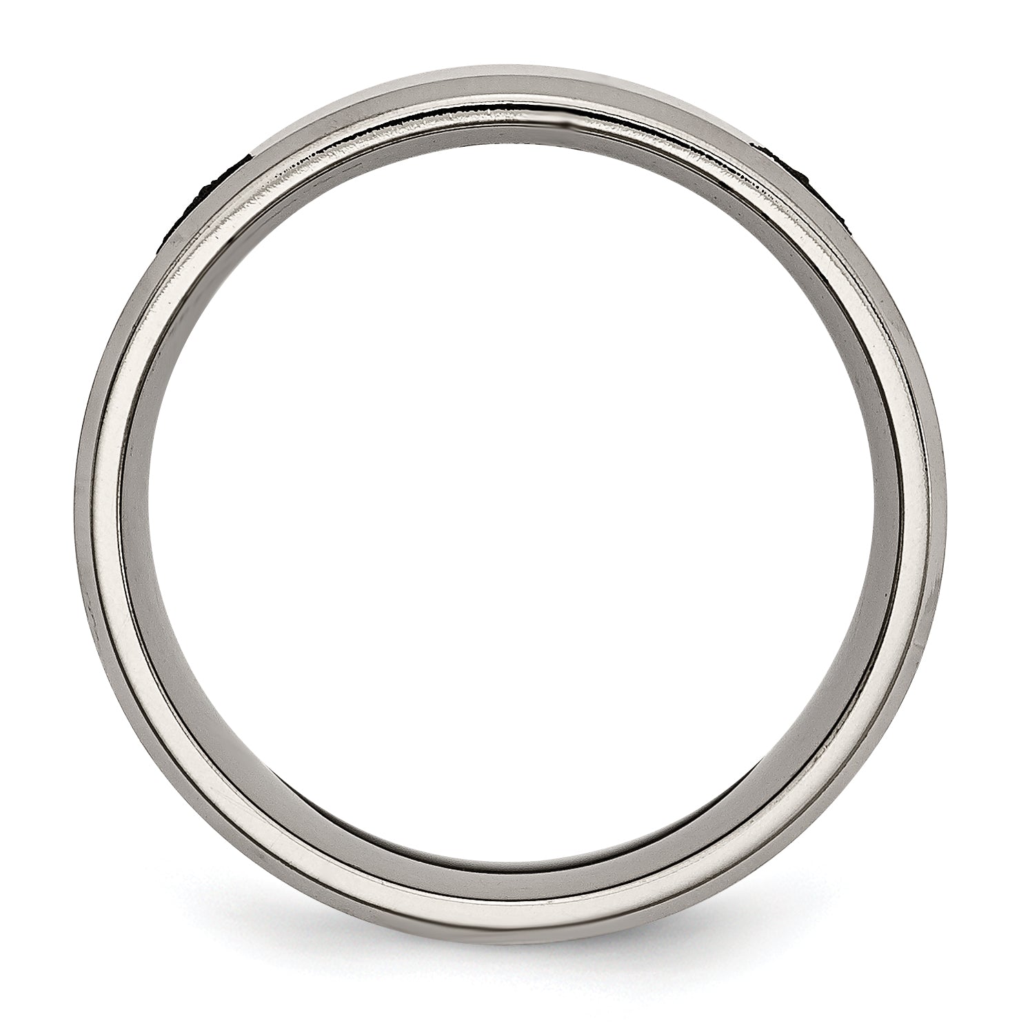 Chisel Titanium Brushed and Polished Masonic Laser Design 8mm Beveled Edge Band