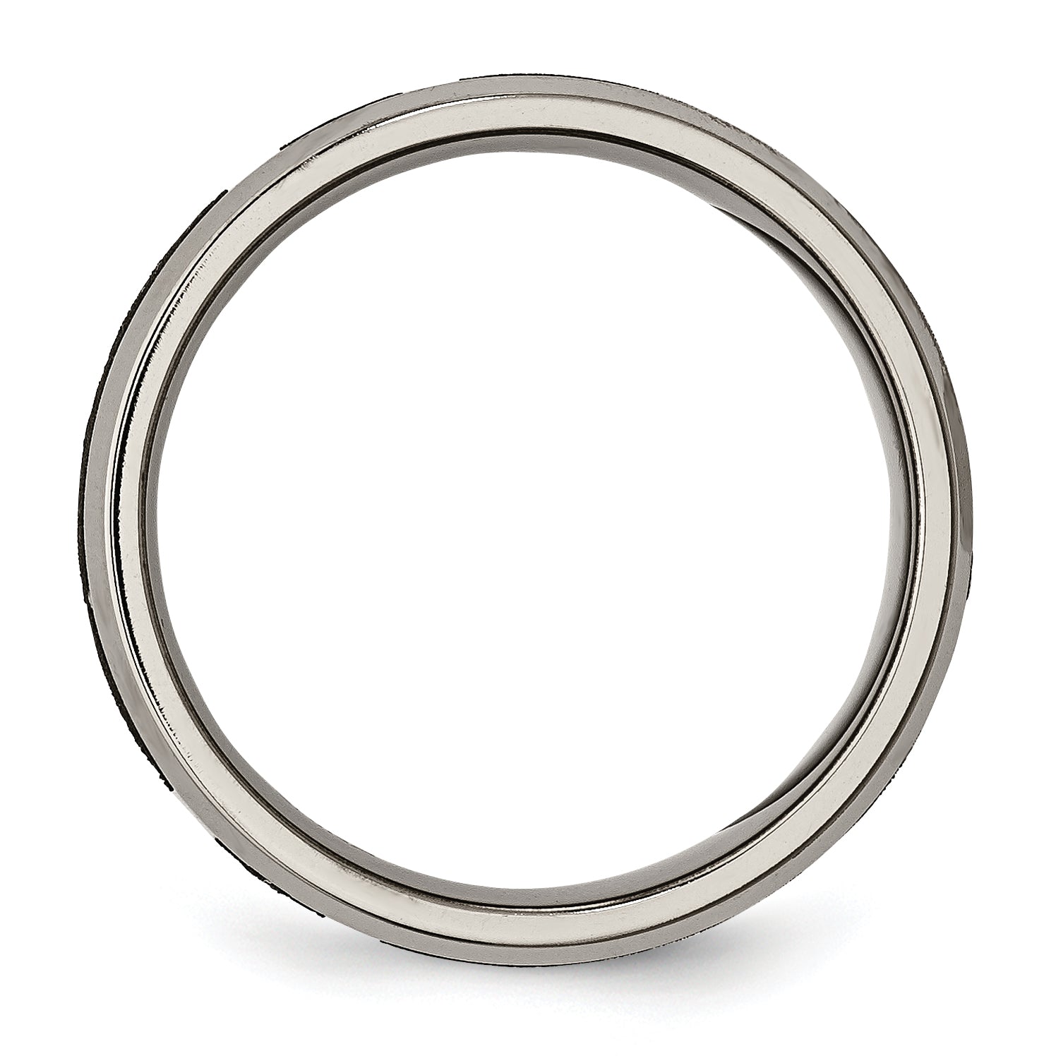 Chisel Titanium Brushed and Polished Cross Laser Design 8mm Beveled Edge Band