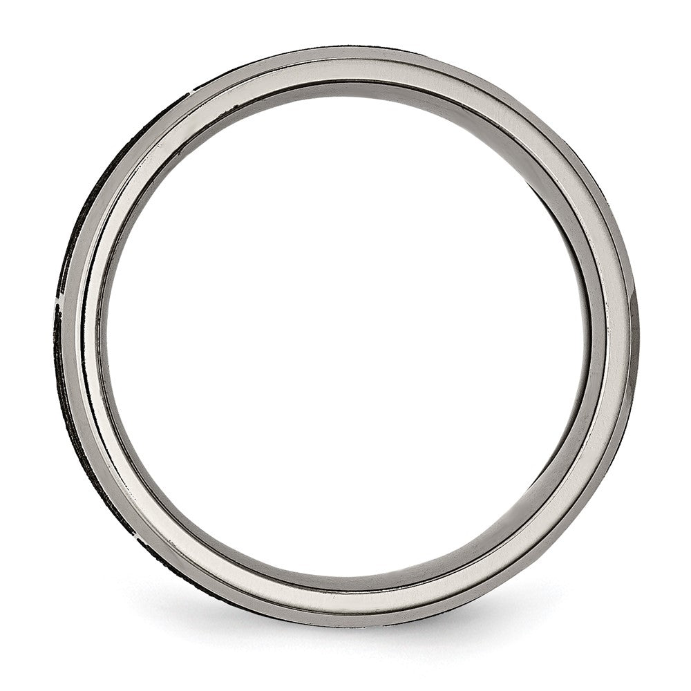 Chisel Titanium Brushed and Polished Flames Laser Design 8mm Beveled Edge Band