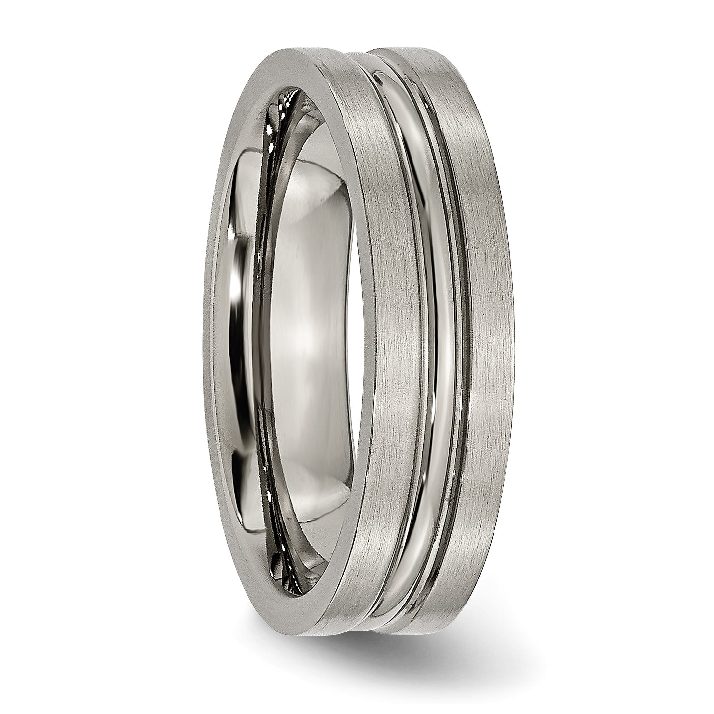 Chisel Titanium Brushed and Polished 6mm Grooved Band