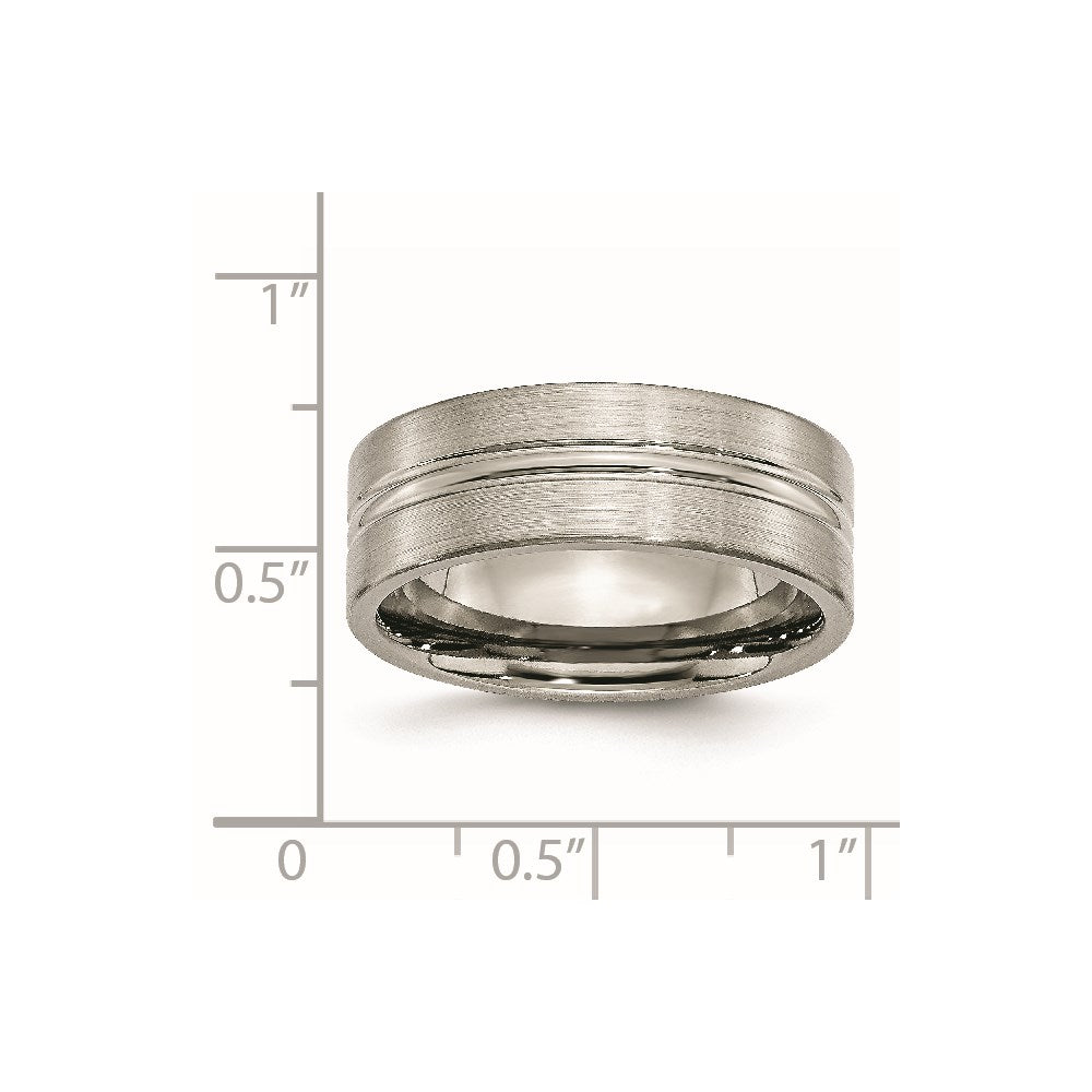 Chisel Titanium Brushed and Polished 8mm Grooved Band