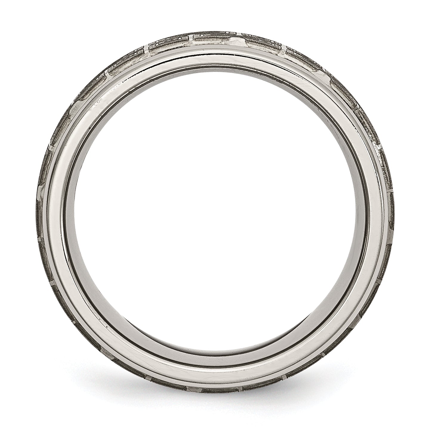 Chisel Titanium Brushed and Polished Laser Design 8mm Ridged Edge Band