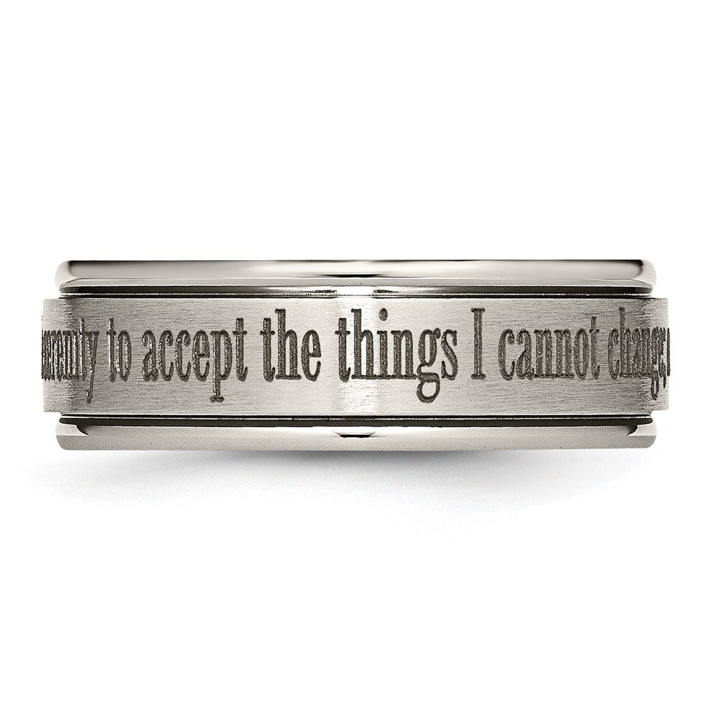 Chisel Titanium Brushed and Polished Serenity Laser Design 8mm Ridged Edge Band
