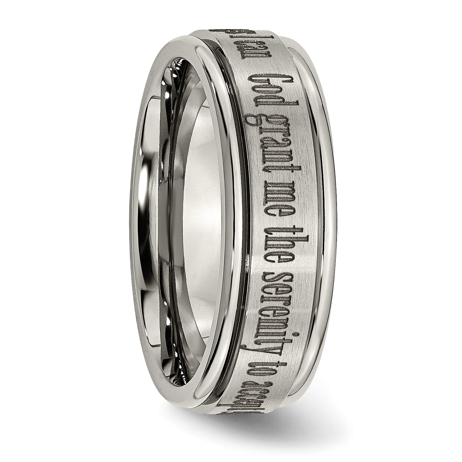 Chisel Titanium Brushed and Polished Serenity Laser Design 8mm Ridged Edge Band