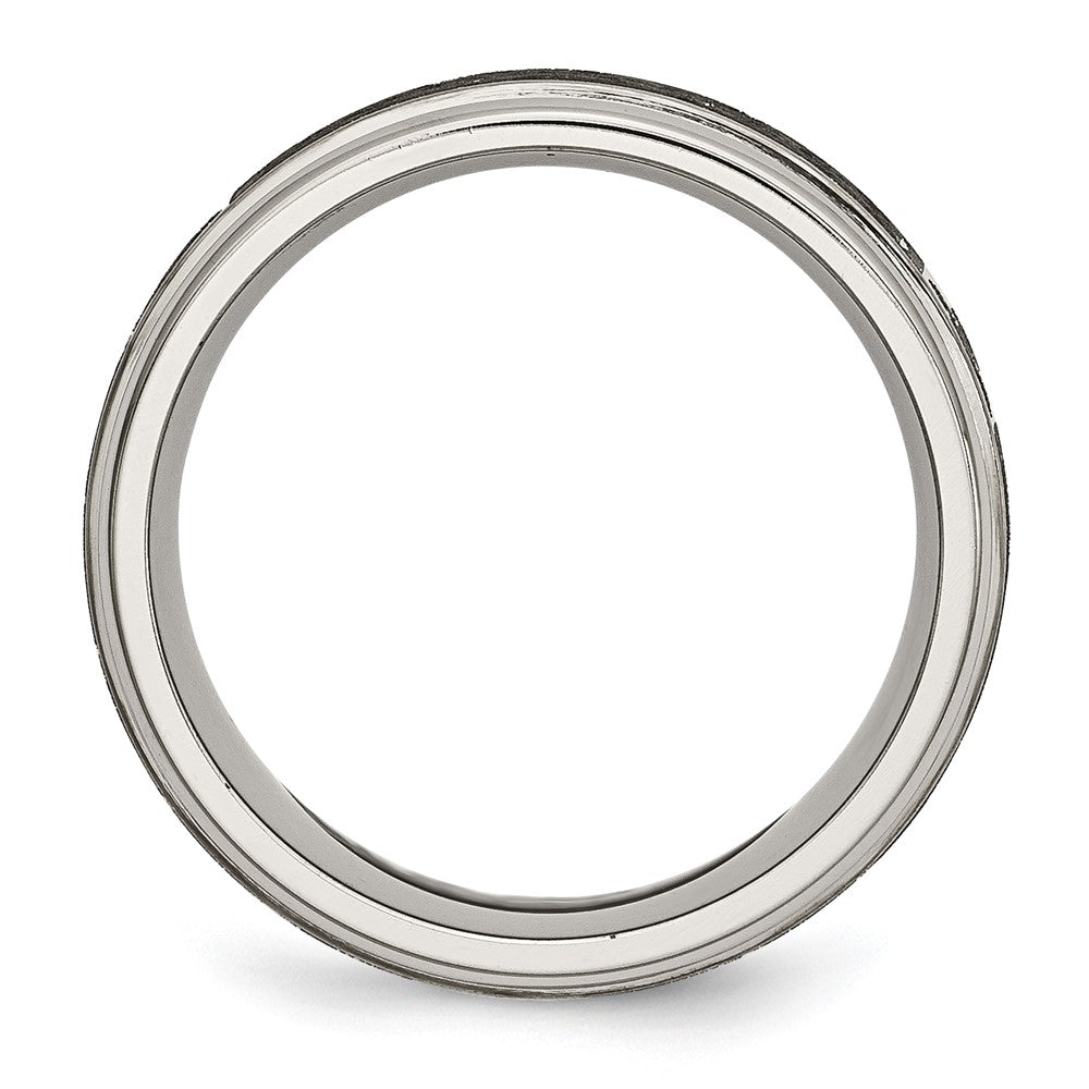 Chisel Titanium Brushed and Polished Cross Laser Design 8mm Ridged Edge Band