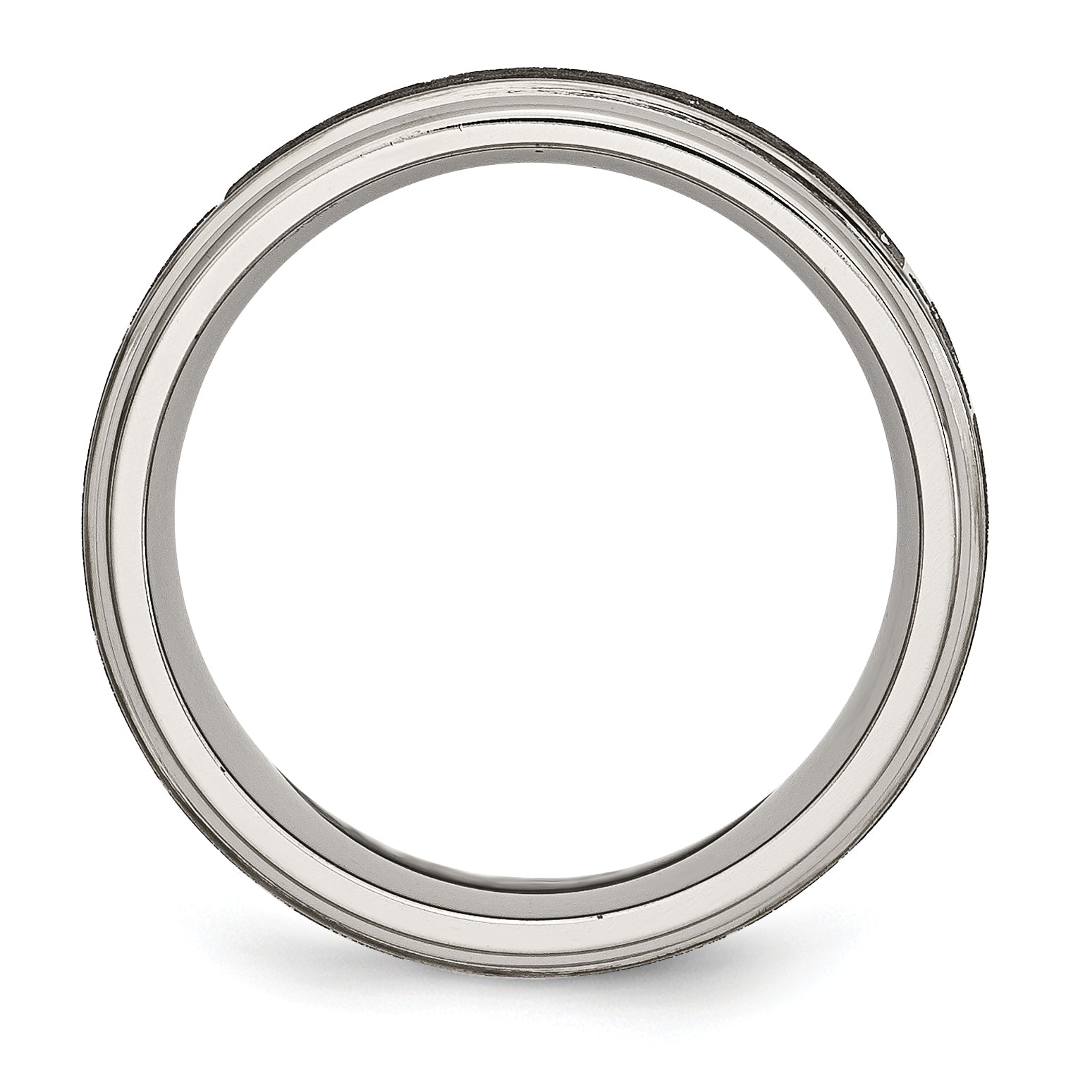Chisel Titanium Brushed and Polished Cross Laser Design 8mm Ridged Edge Band