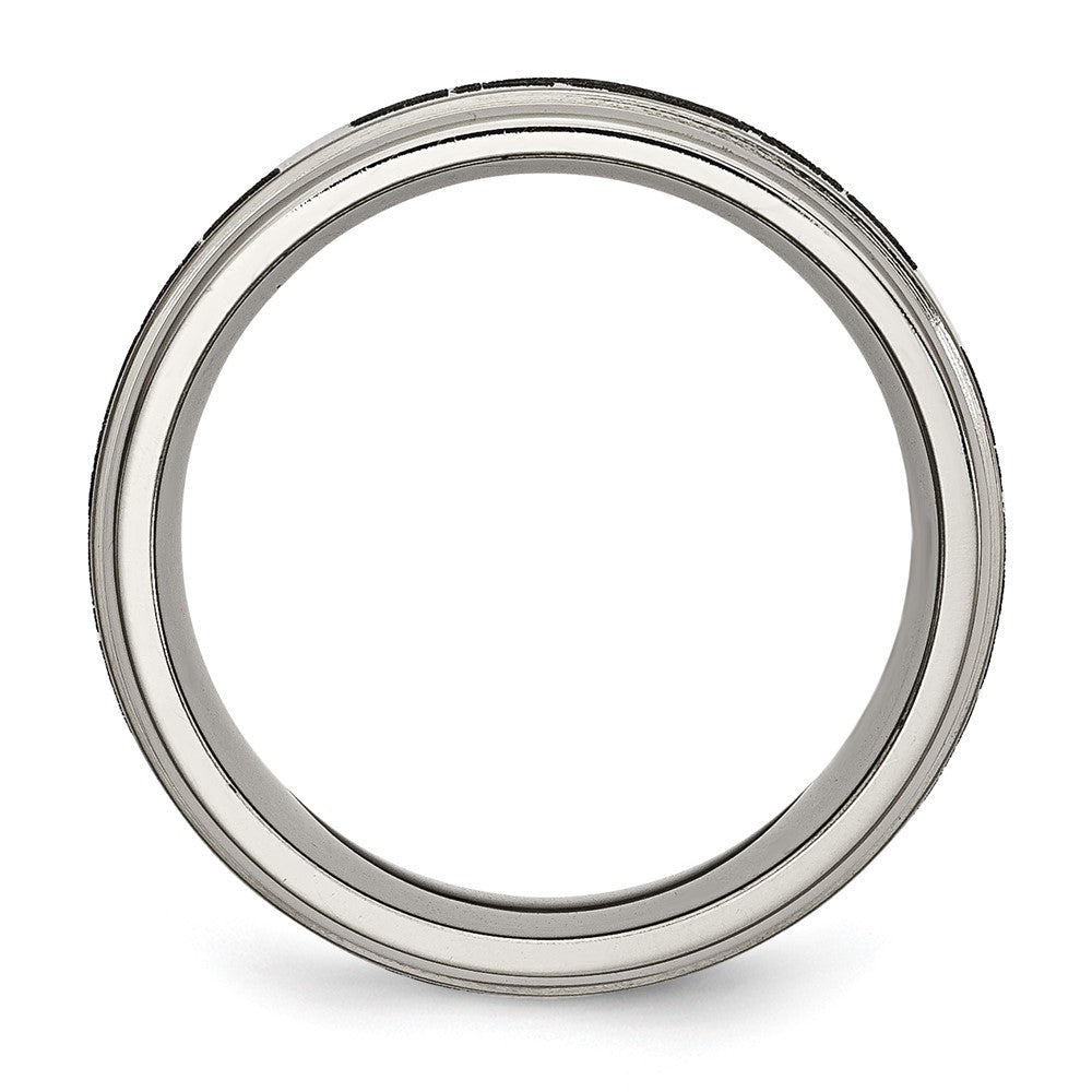 Chisel Titanium Brushed and Polished Claddagh Laser Design 8mm Ridged Edge Band